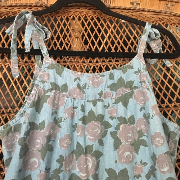 Vintage 90s rose floral button up short romper - Picture 7 of 9